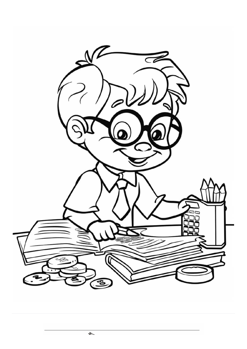 Accountant Jongen Munten Kleurplaat
