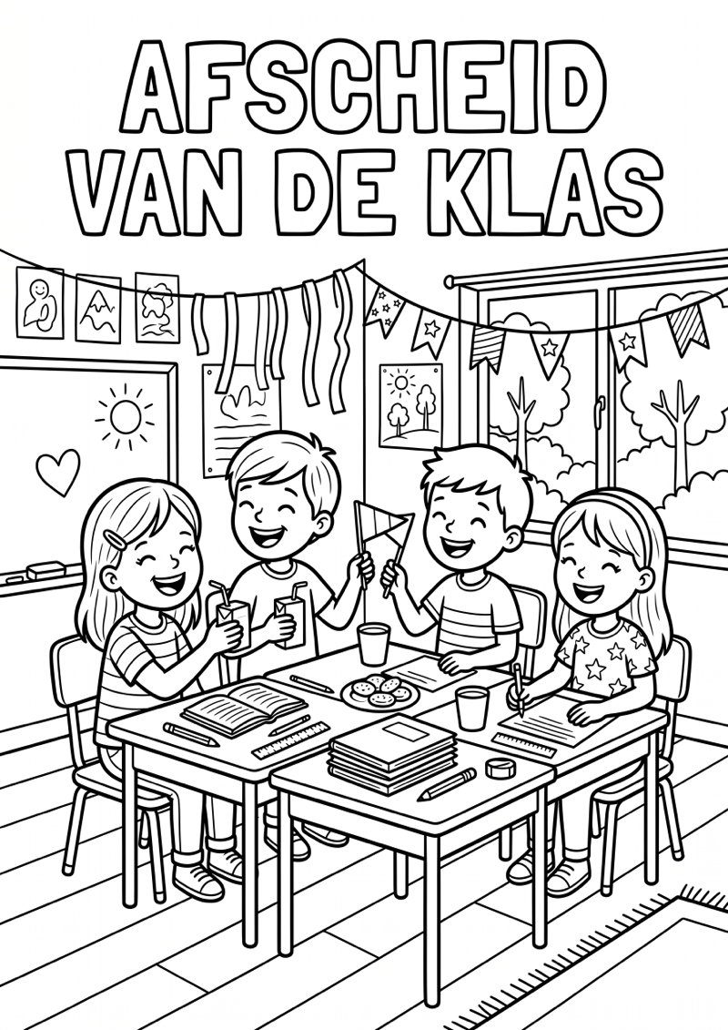 Afscheid van de Klas Einde Schooljaar Kleurplaat