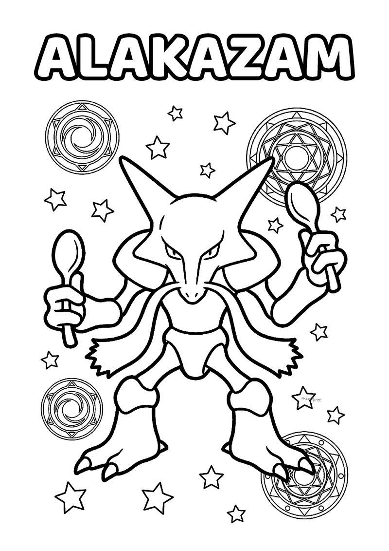 Alakazam Kleurplaat — gratis kleurplaat printen