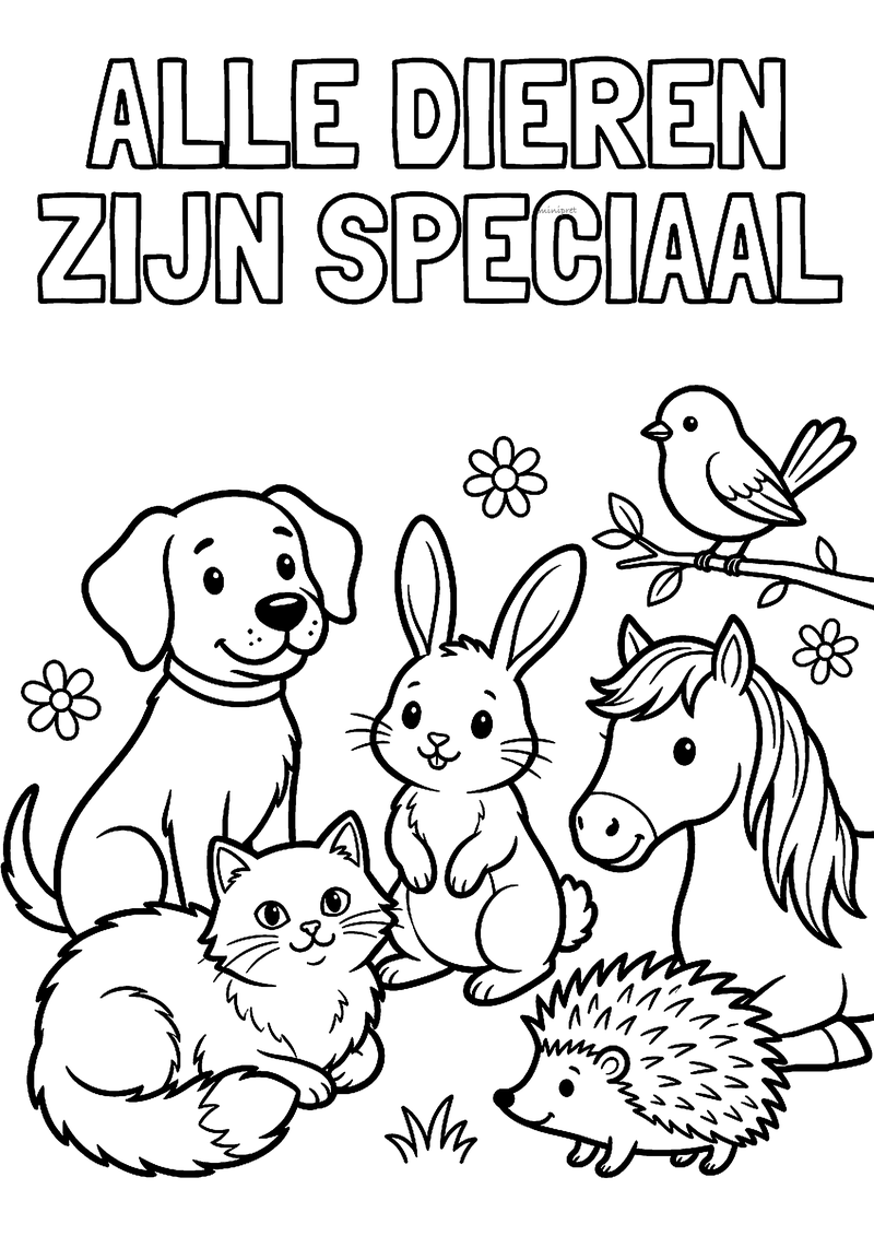 Alle dieren zijn speciaal kleurplaat