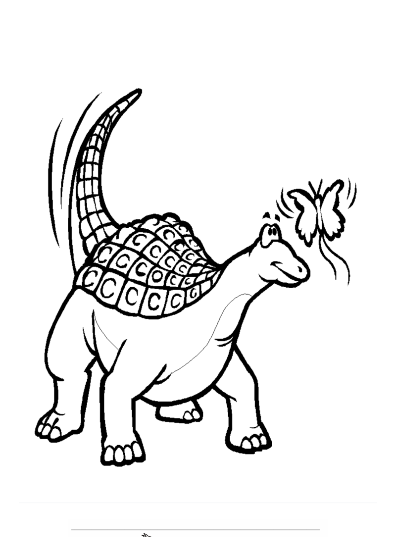 Ankylosaurus met Vlinder Kleurplaat