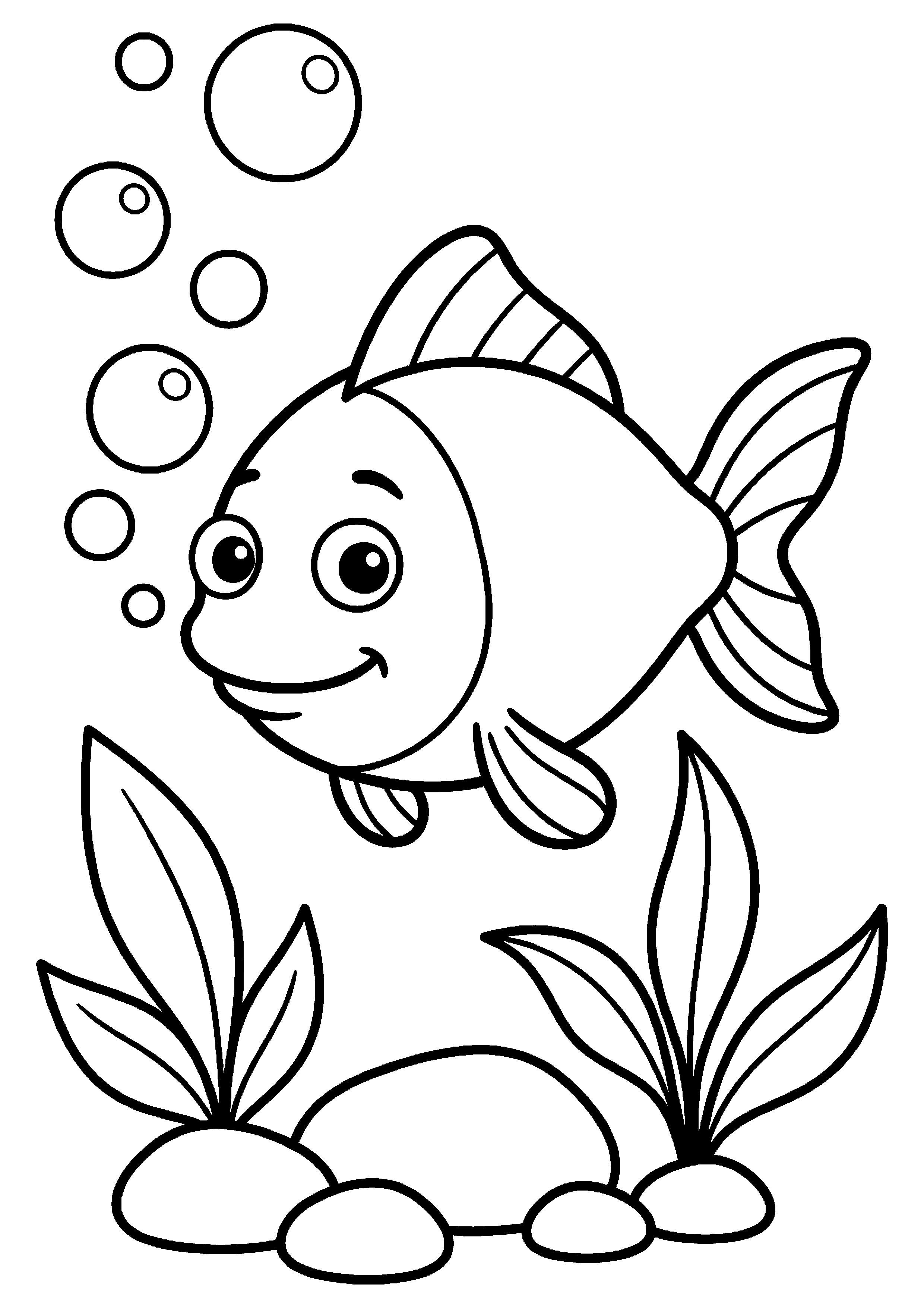 Aquariumvis met bubbels kleurplaat — gratis kleurplaat