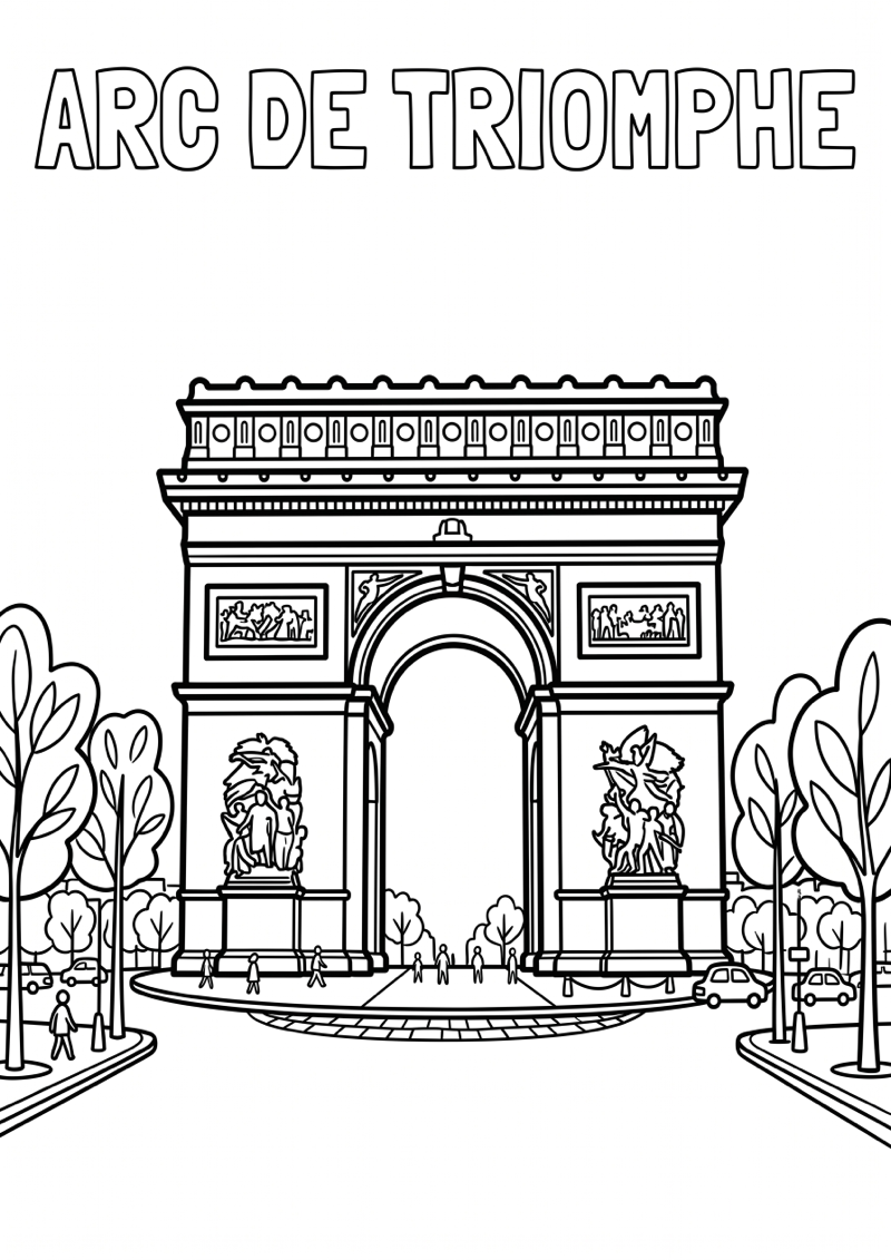 Arc de Triomphe Kleurplaat — gratis kleurplaat printen