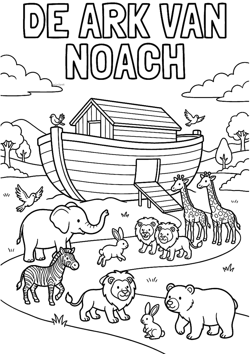 De ark van Noach kleurplaat