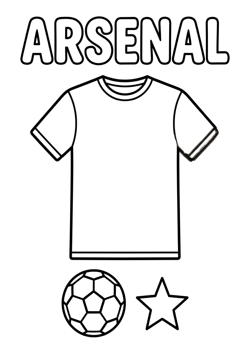 Arsenal Voetbalshirt Kleurplaat — gratis kleurplaat printen
