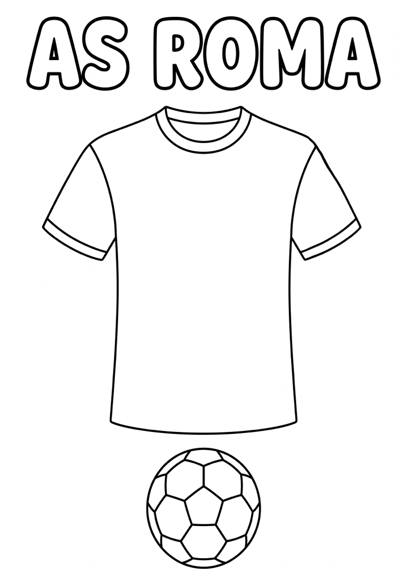 As Roma Voetbalshirt Kleurplaat — gratis kleurplaat printen