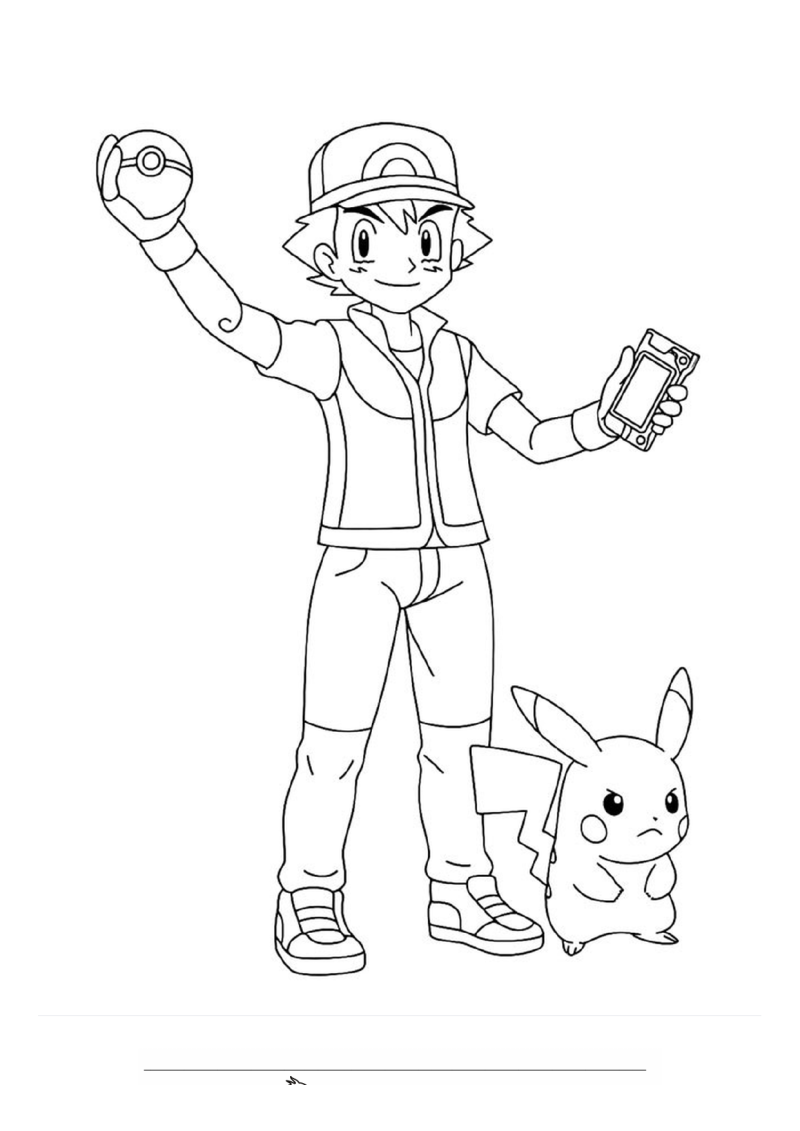 Ash Ketchum en Pikachu Kleurplaat