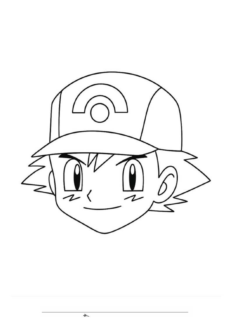 Ash Ketchum gezicht Kleurplaat