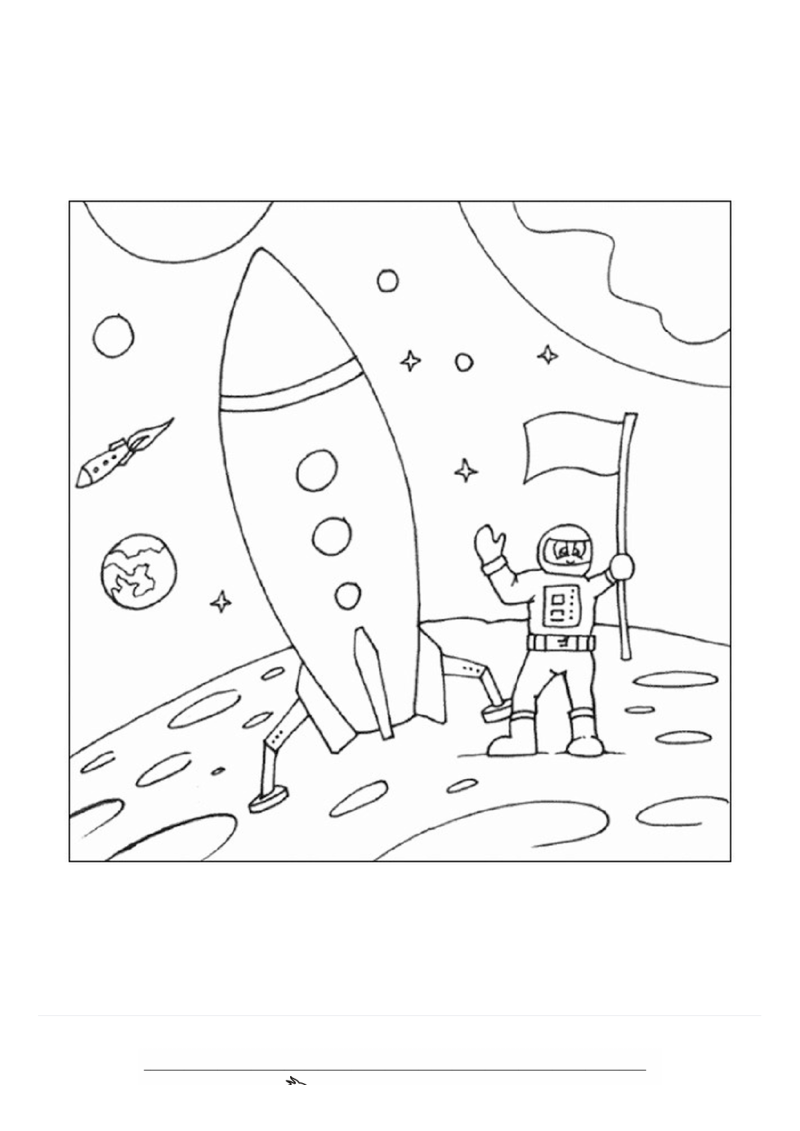 Astronaut op de maan Kleurplaat