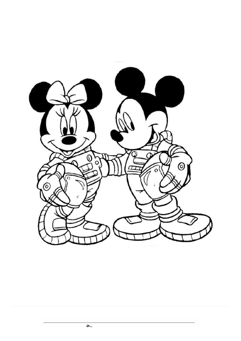Astronauten Mickey en Minnie Mouse Kleurplaat — gratis kleurplaat