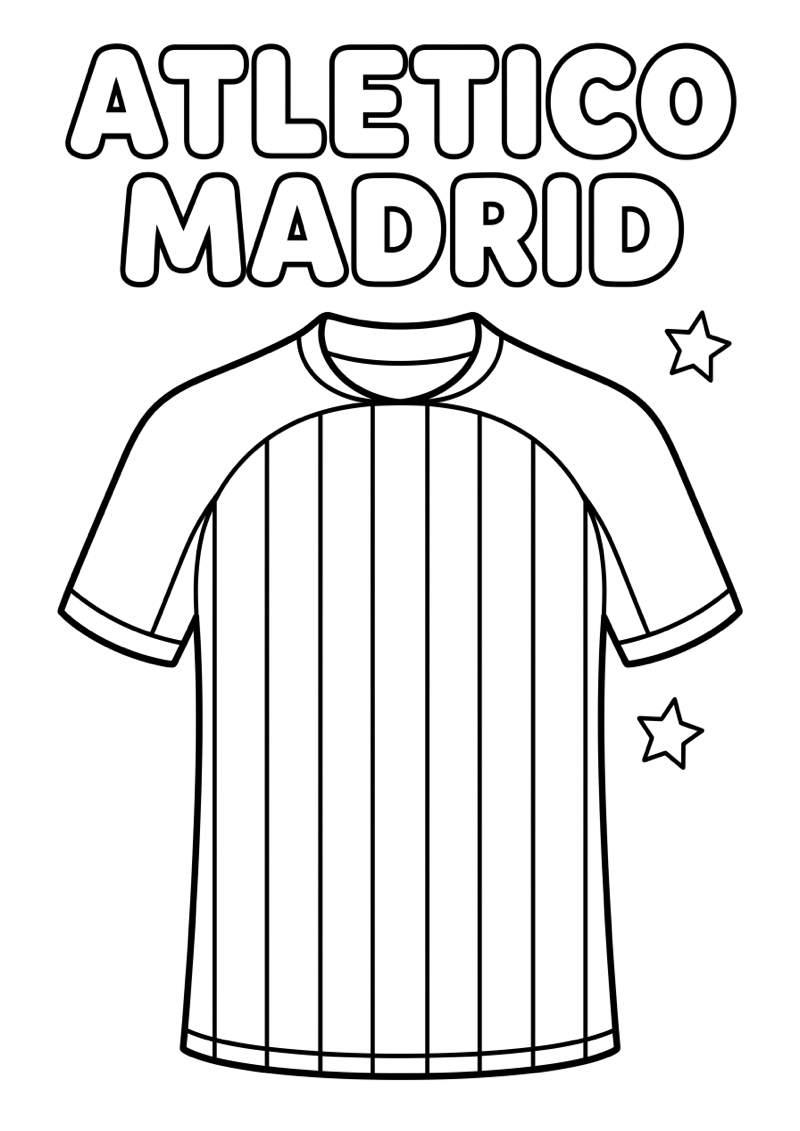 Atletico Madrid Voetbalshirt Kleurplaat — gratis kleurplaat printen