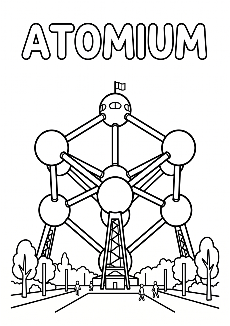 Atomium Kleurplaat — gratis kleurplaat printen