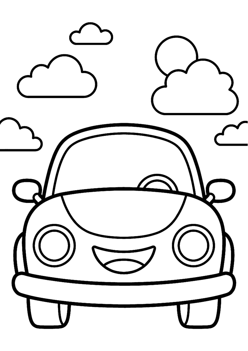 Auto van voren kleurplaat — gratis kleurplaat