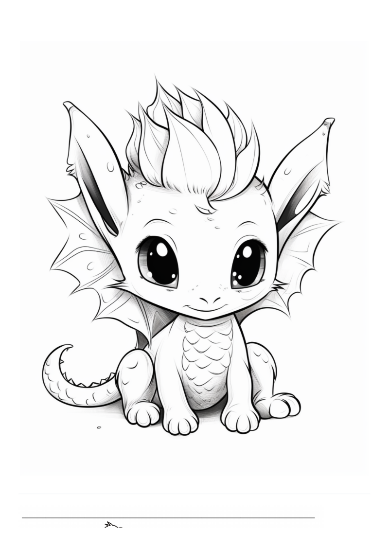 Baby Draak Kawaii Kleurplaat — gratis kleurplaat