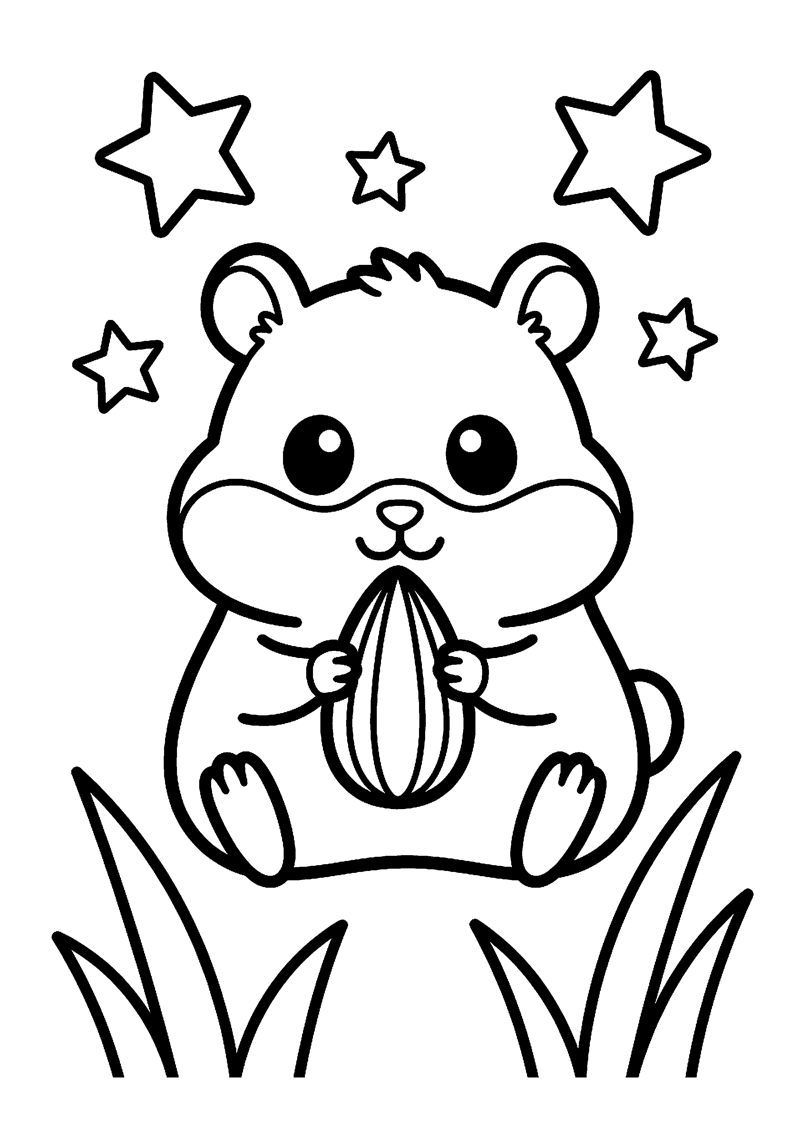 Baby hamster zittend kleurplaat — gratis kleurplaat