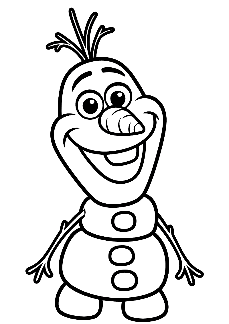 Baby Olaf met Wortelneus Eenvoudig Kleurplaat — gratis kleurplaat printen