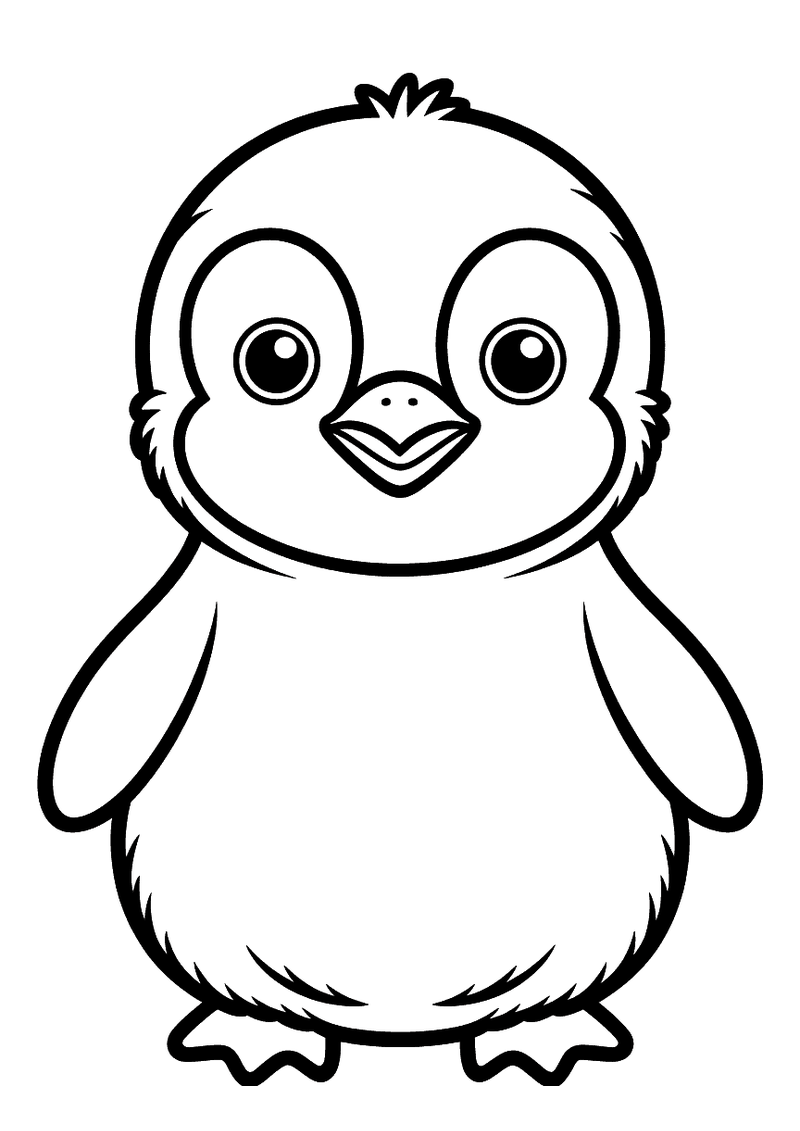 Baby pinguïn van voren kleurplaat