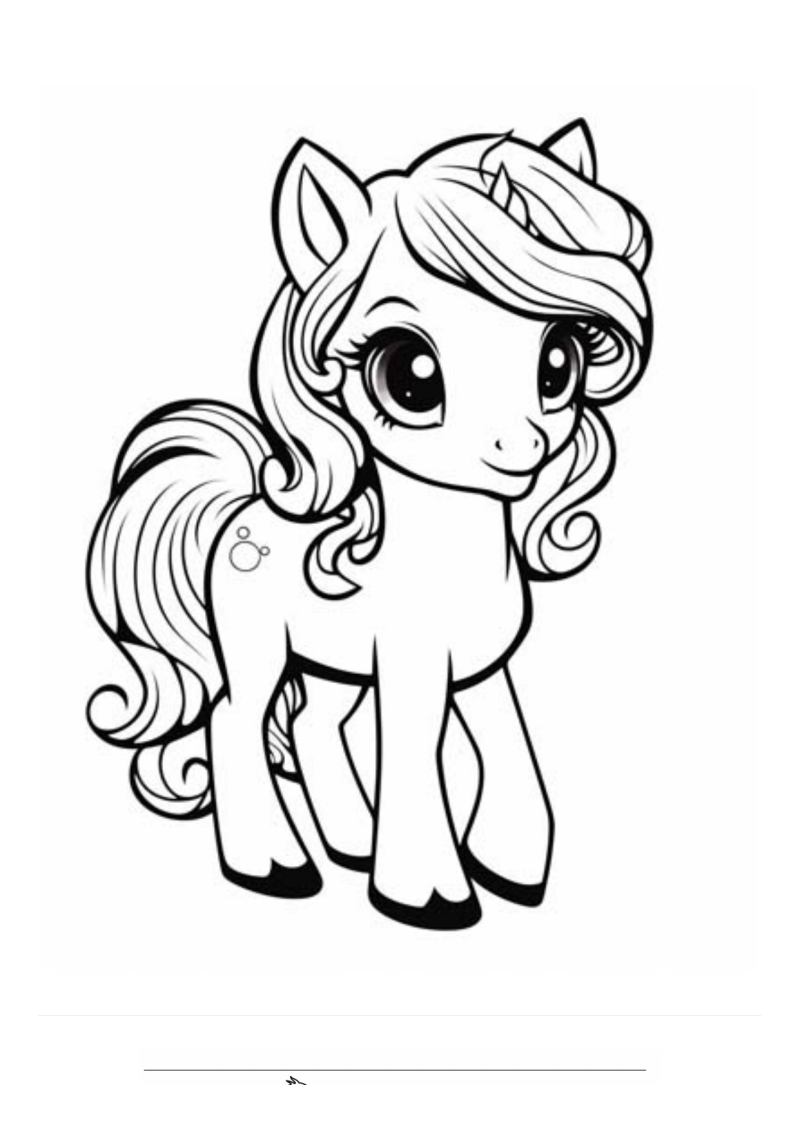 Baby Pony Kawaii Staand Kleurplaat — gratis kleurplaat