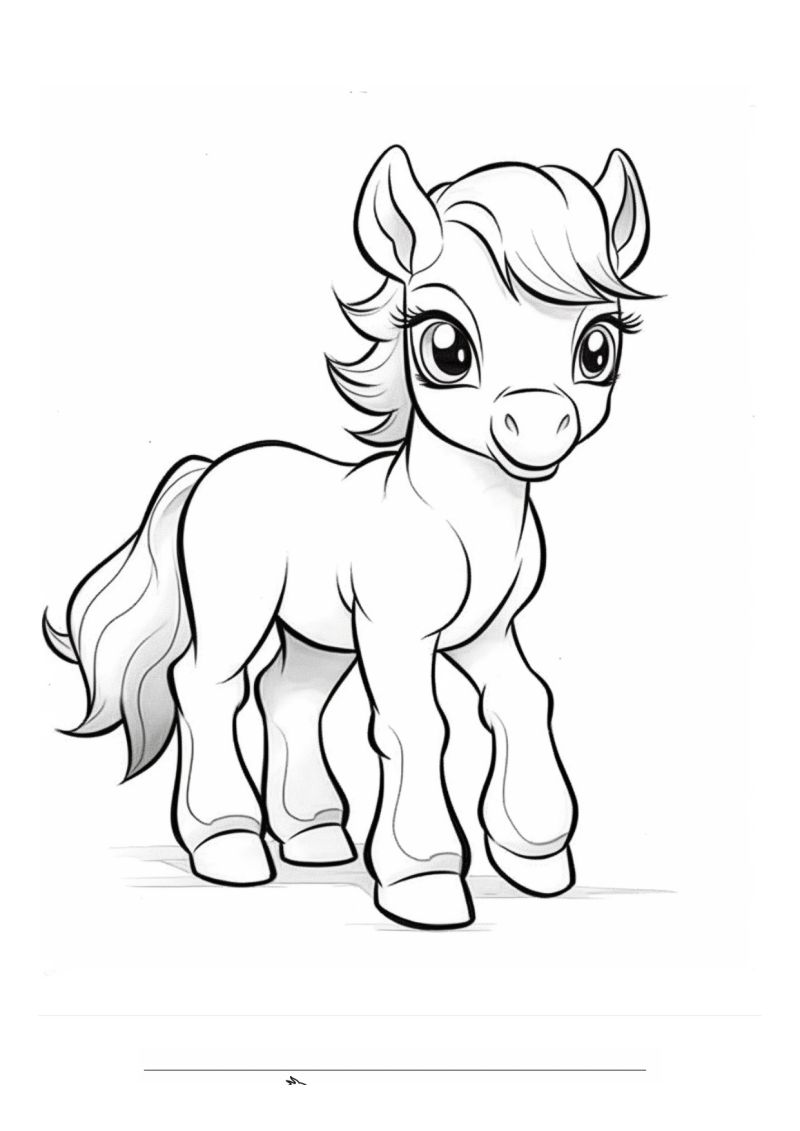 Baby Pony Kawaii Kleurplaat — gratis kleurplaat