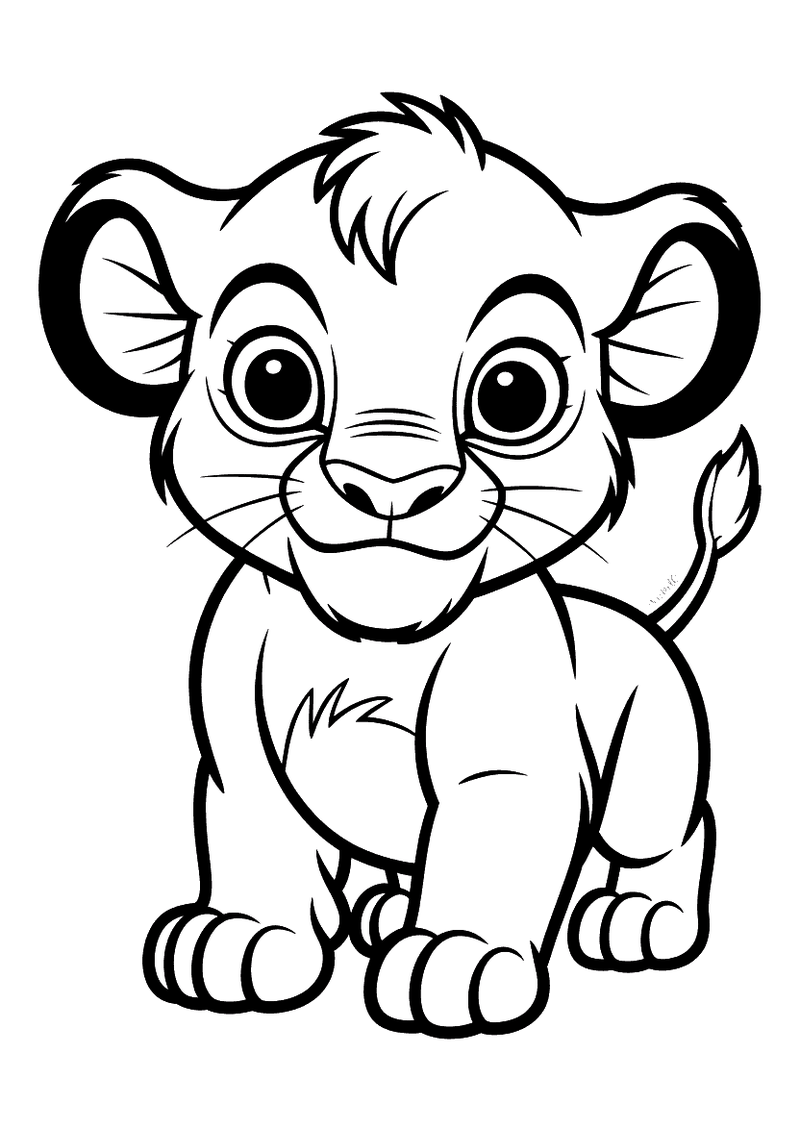 Baby Simba Eenvoudig — gratis kleurplaat printen