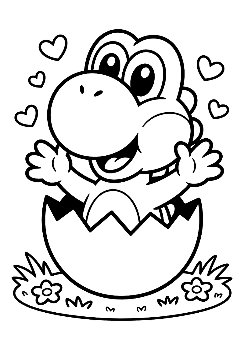 Baby Yoshi Uitkomend Kleurplaat — gratis kleurplaat
