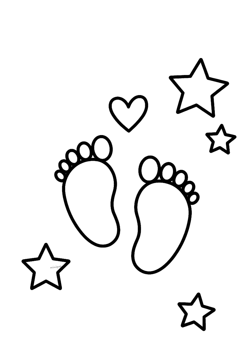 Babyvoetjes kaart kleurplaat