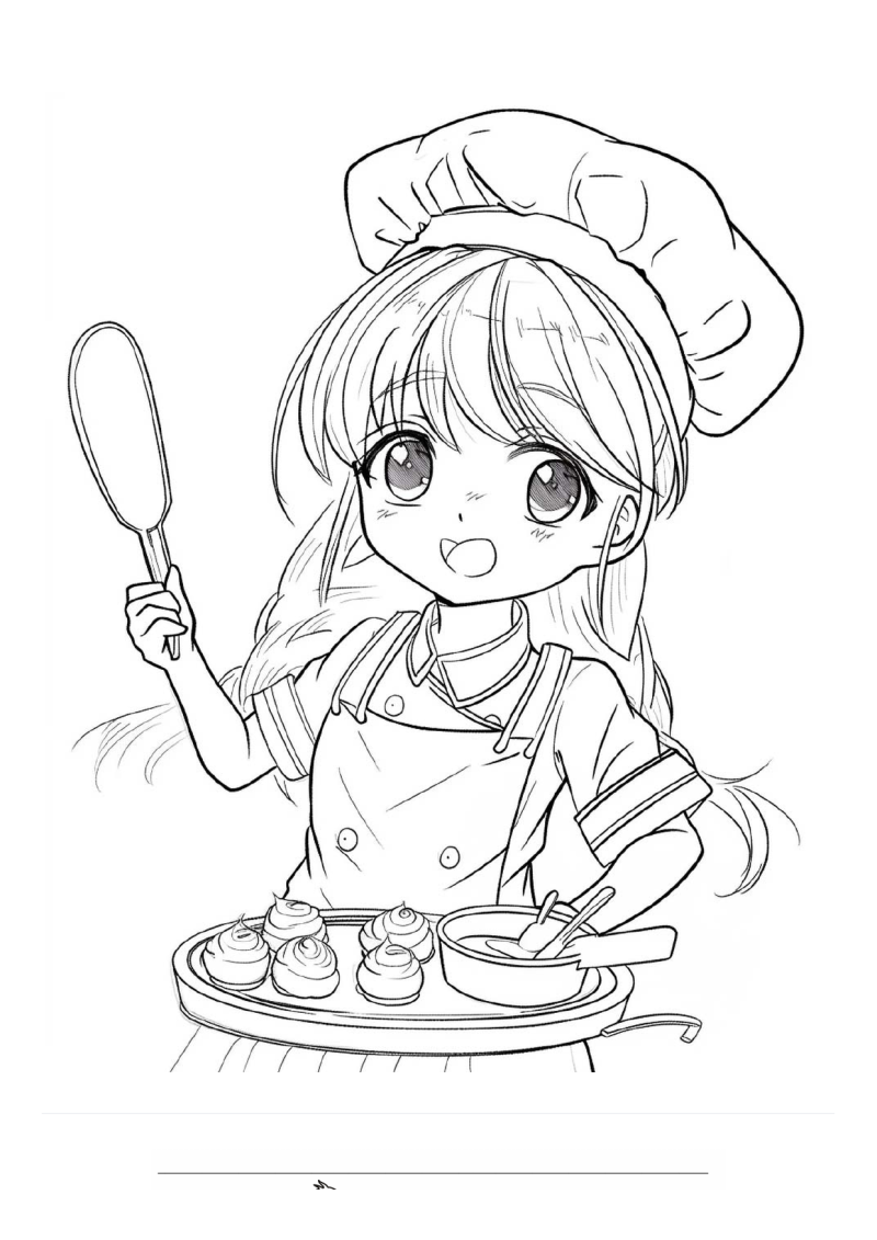 Bakker Meisje Cupcakes Manga Kleurplaat — gratis kleurplaat