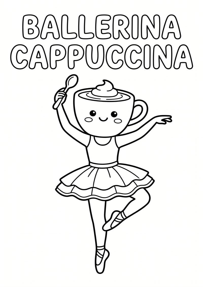 Ballerina Cappuccina op een Been Kleurplaat