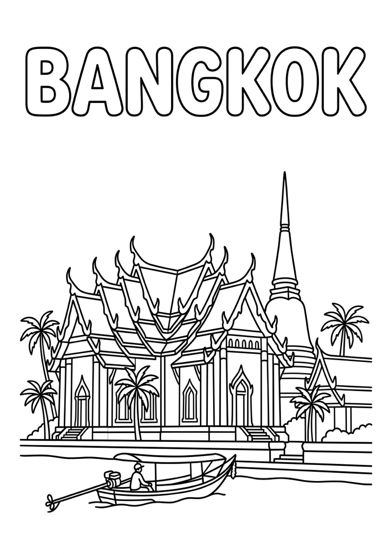 Bangkok Kleurplaat — gratis kleurplaat printen