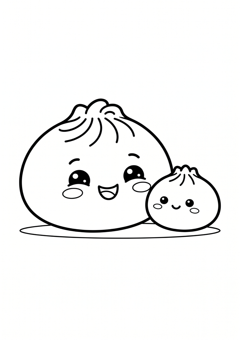 Bao Bun Familie Kleurplaat
