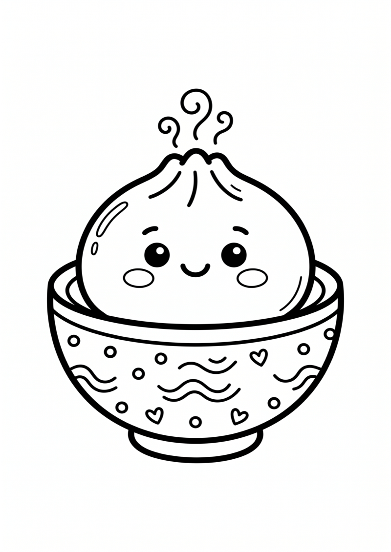 Bao Bun in Kommetje Kleurplaat