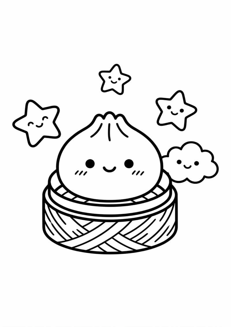 Bao Bun met Sterretjes Kleurplaat