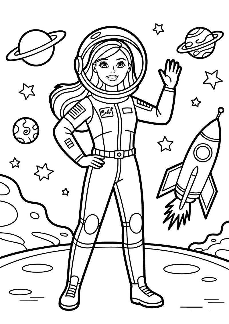 Barbie Astronaut Kleurplaat