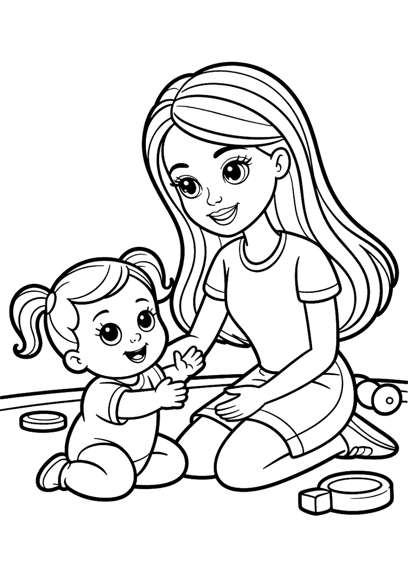 Barbie Baby Zus Kleurplaat — gratis kleurplaat printen