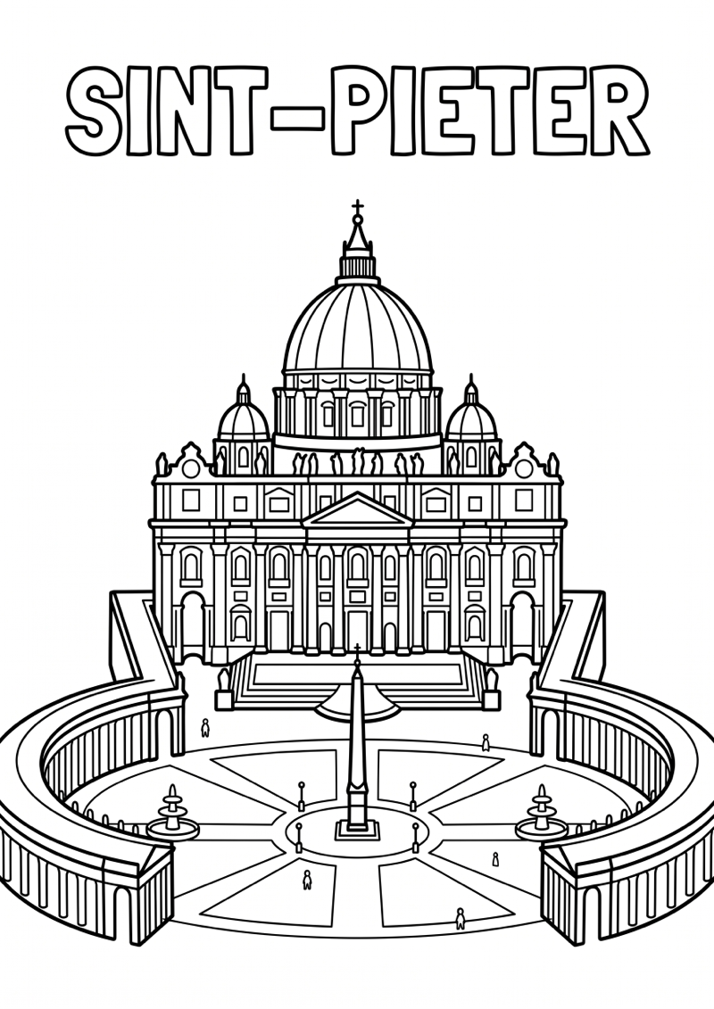 Basiliek Sint Pieter Kleurplaat — gratis kleurplaat printen