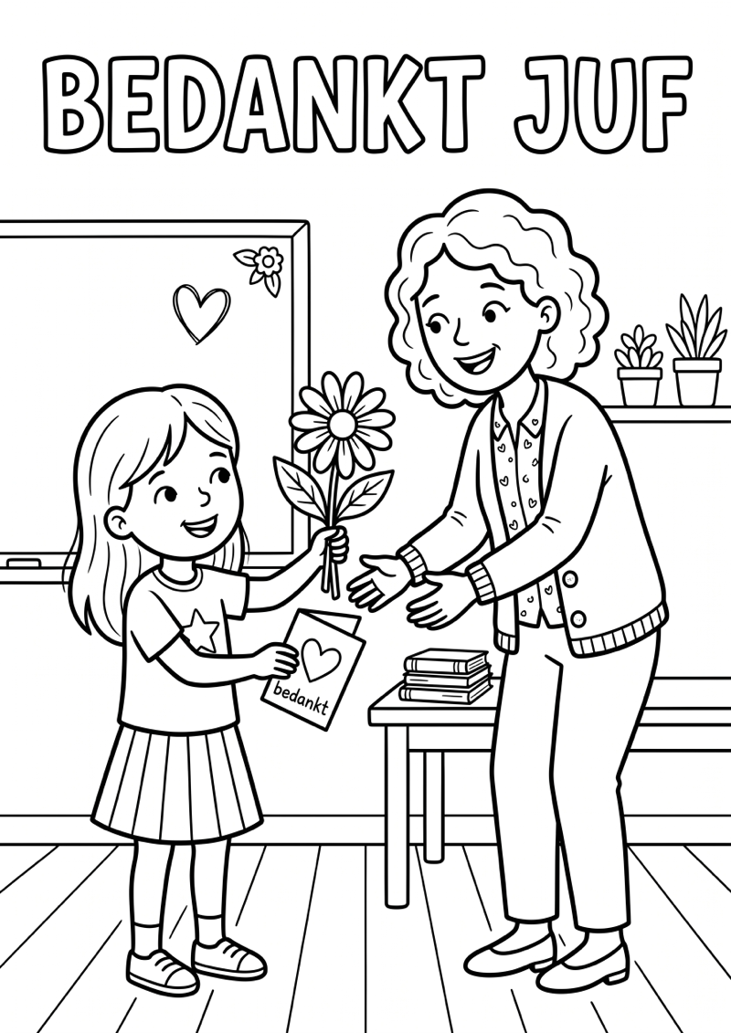 Bedankt Juf Einde Schooljaar Kleurplaat