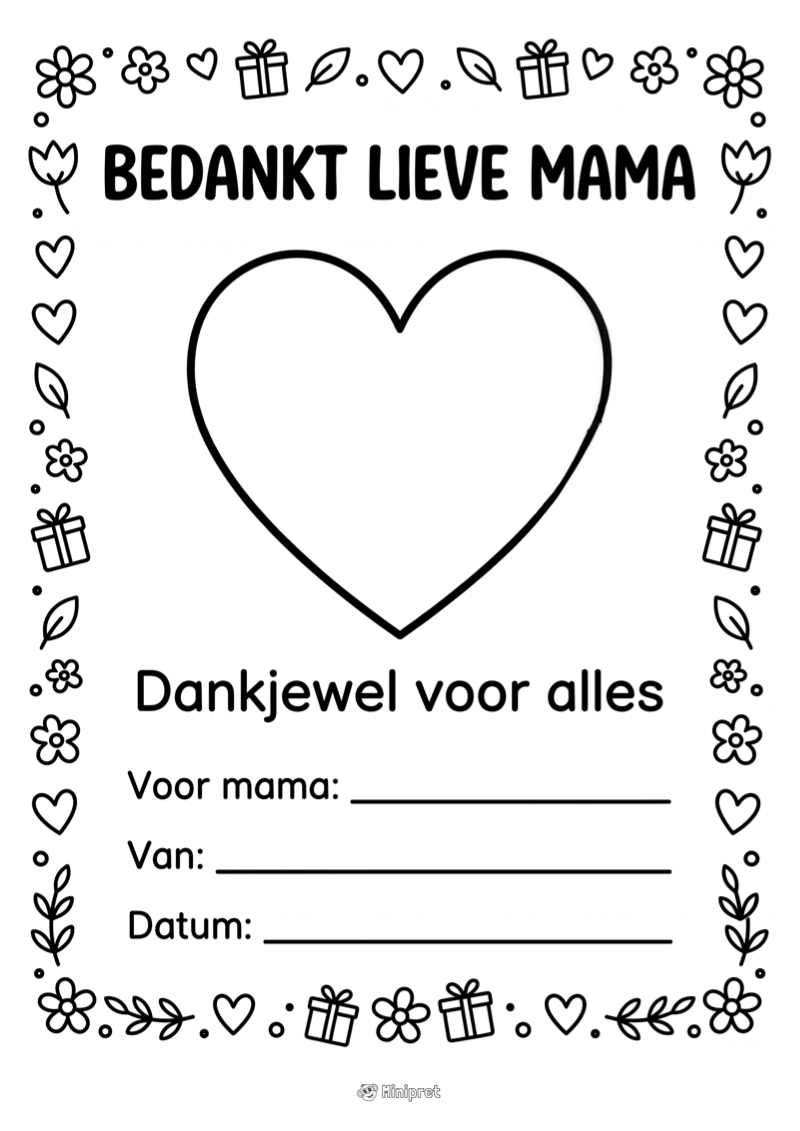 Bedankt lieve mama oorkonde