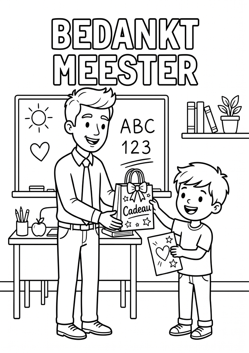 Bedankt Meester Einde Schooljaar Kleurplaat