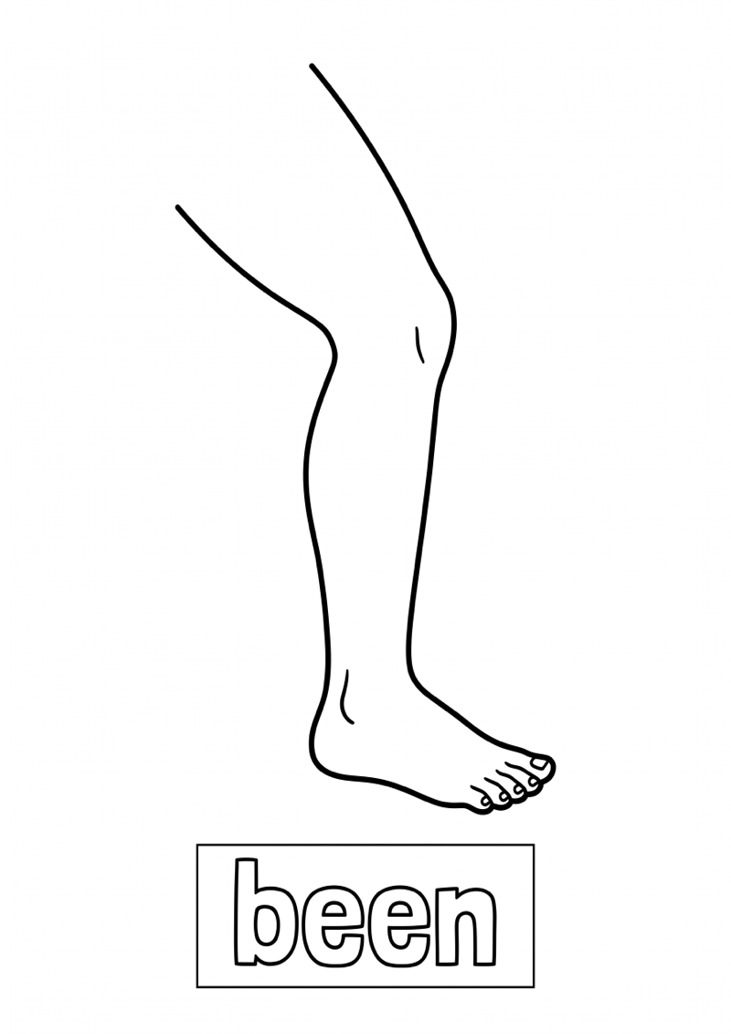 Been Woordkaart Kleurplaat — gratis kleurplaat