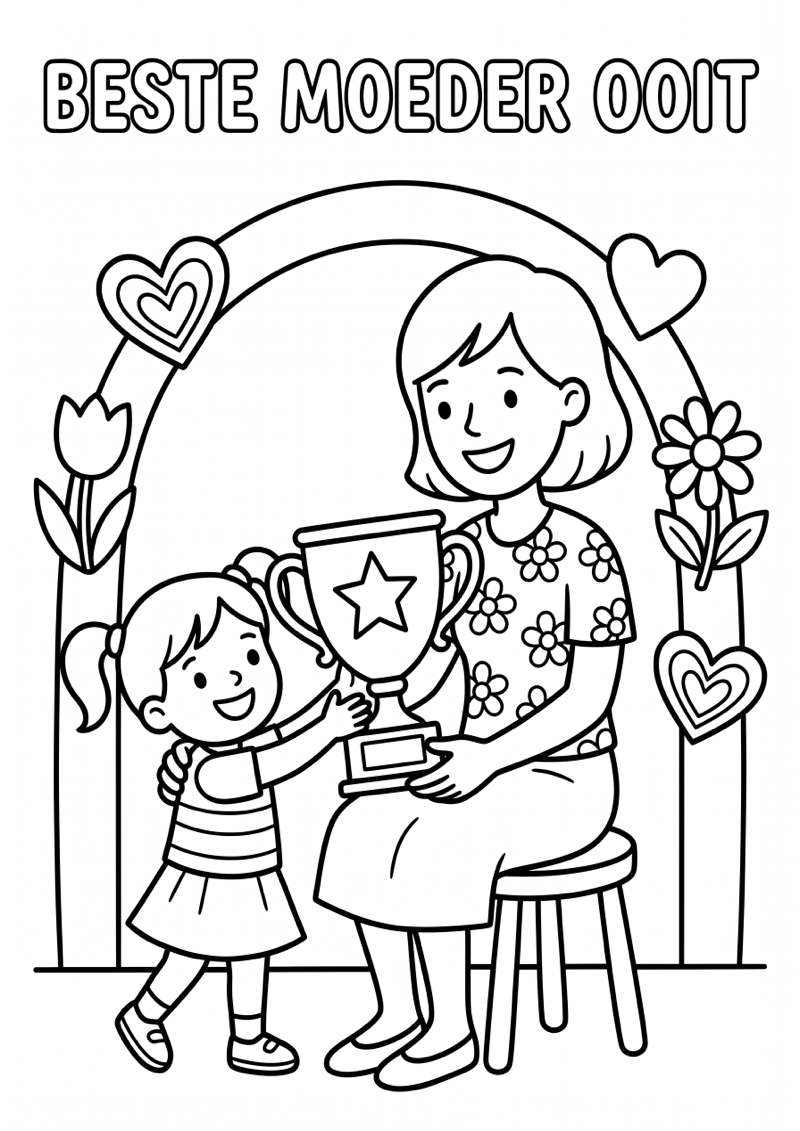 Beste moeder award kleurplaat — gratis kleurplaat