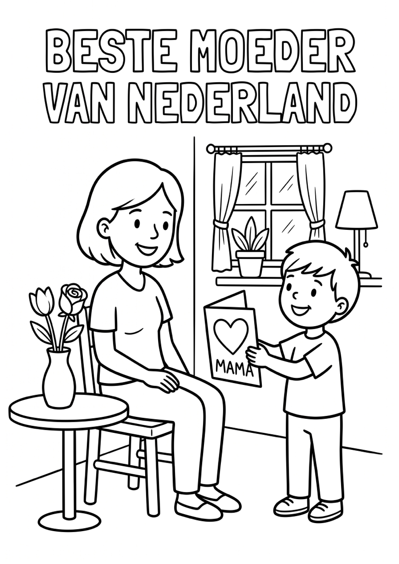 Beste moeder kleurplaat — gratis kleurplaat