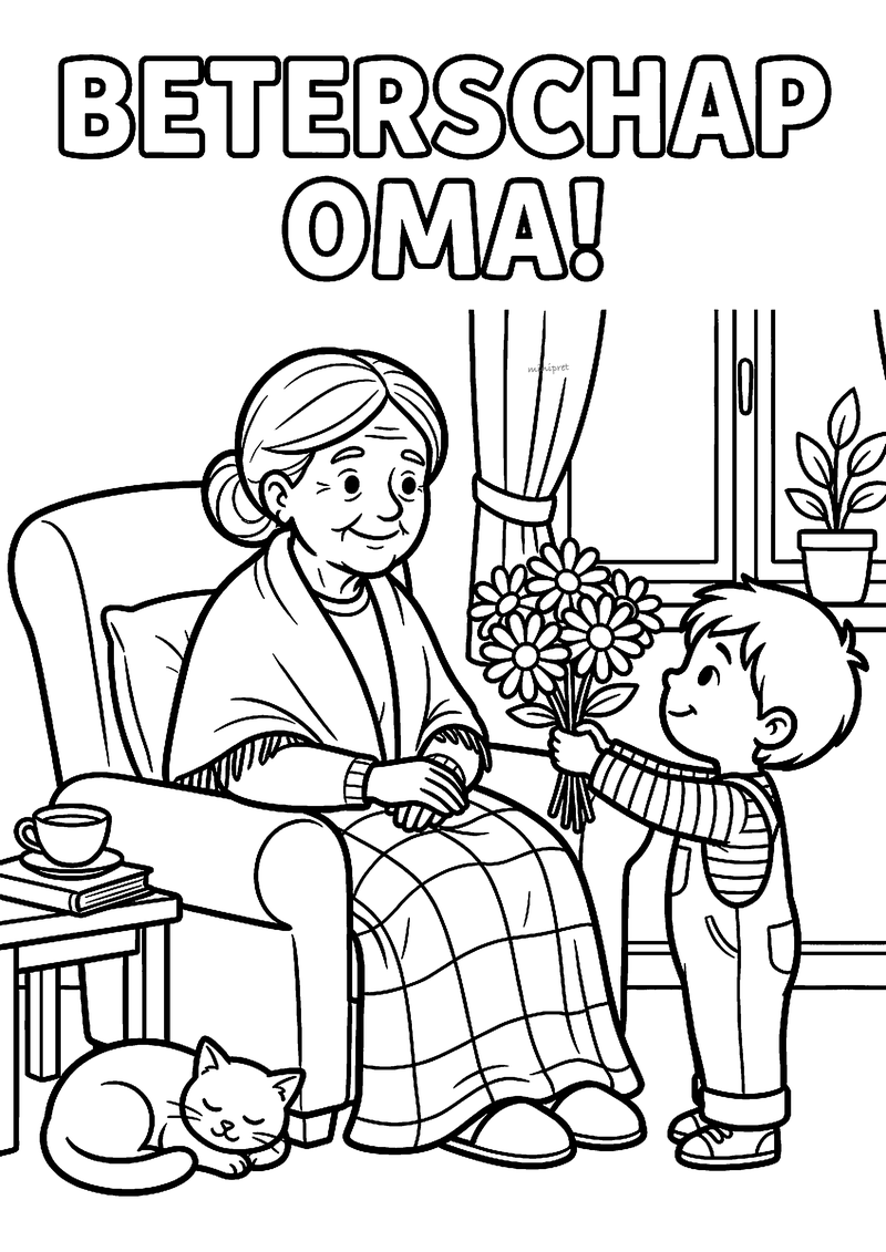 Beterschap oma kleurplaat