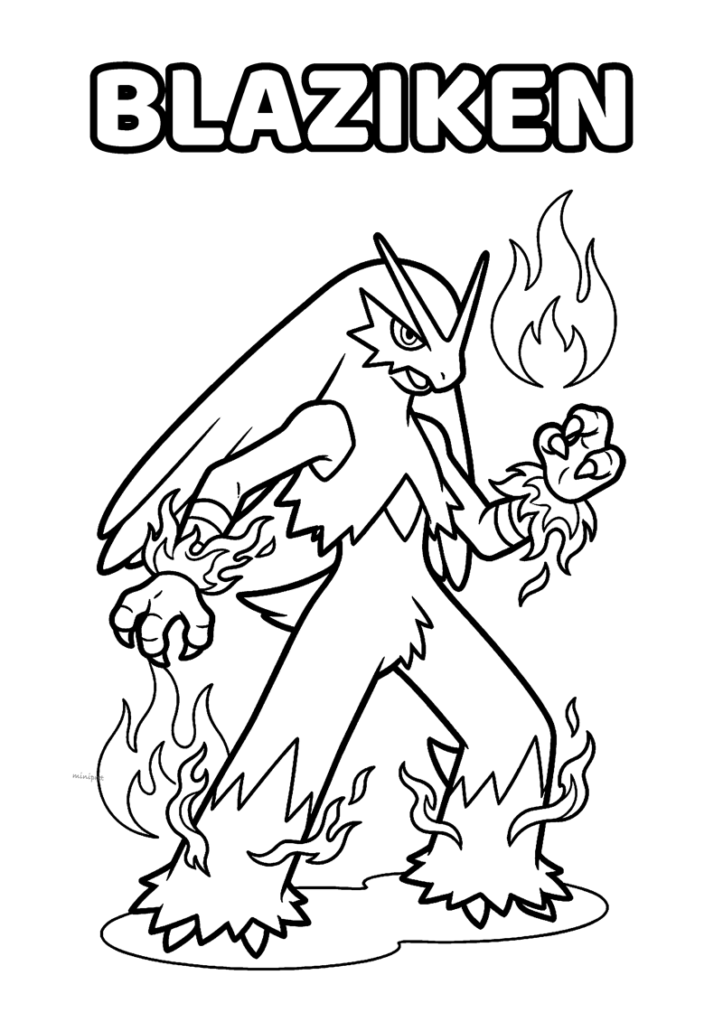 Blaziken Kleurplaat — gratis kleurplaat printen