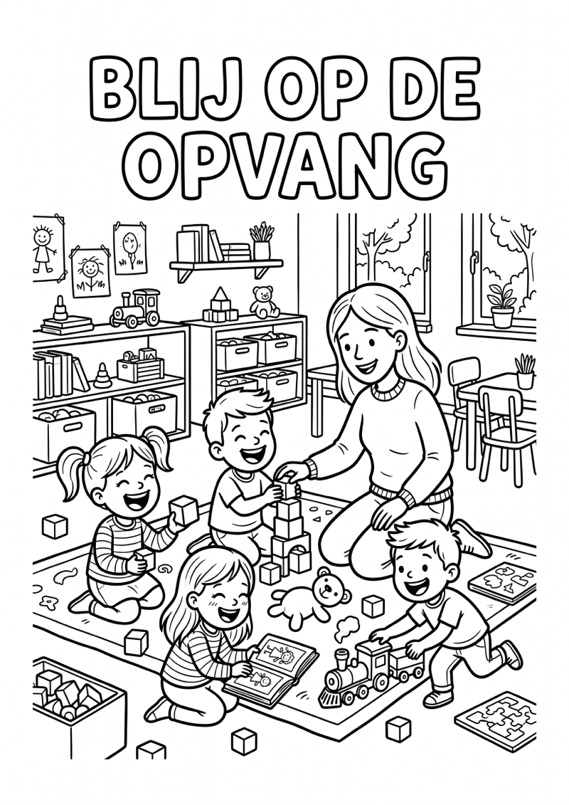 Blij op de Opvang Kleurplaat — gratis kleurplaat