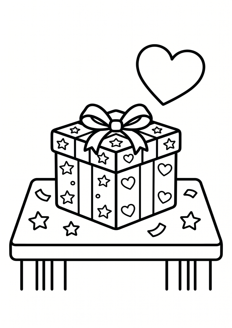 Blind Box met Confetti Kleurplaat — gratis kleurplaat