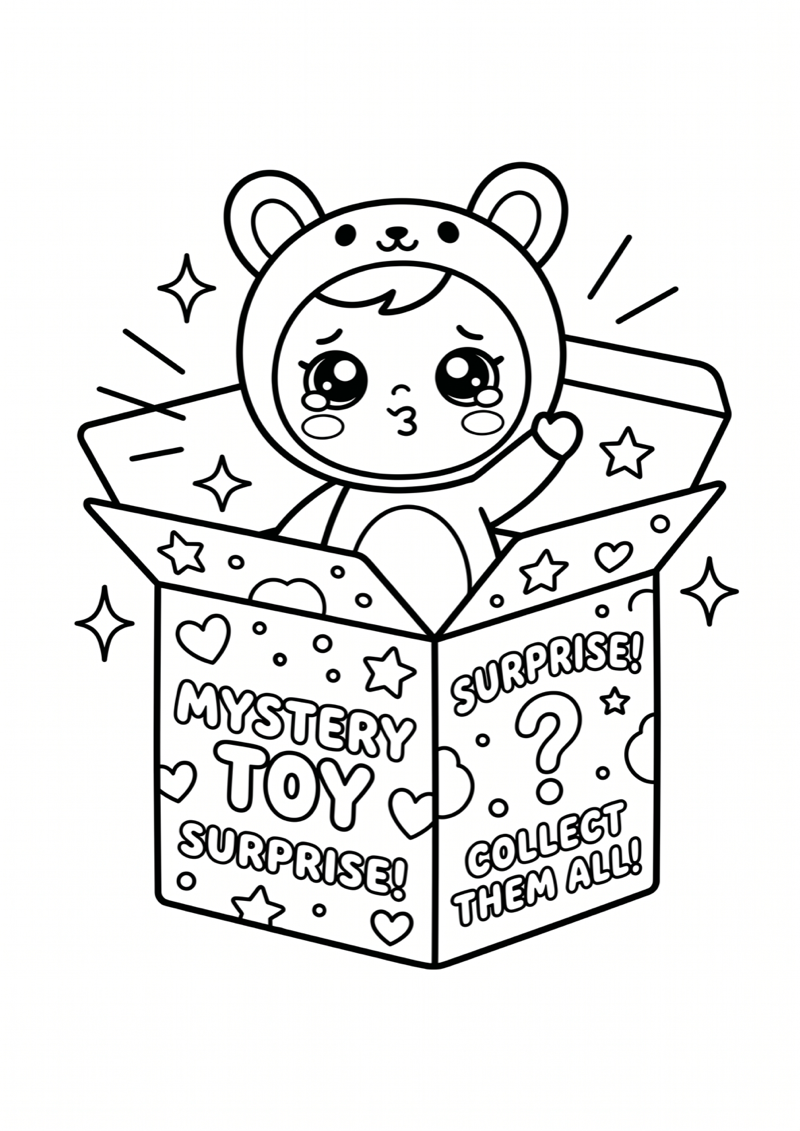 Blind Box met Crybaby Kleurplaat — gratis kleurplaat