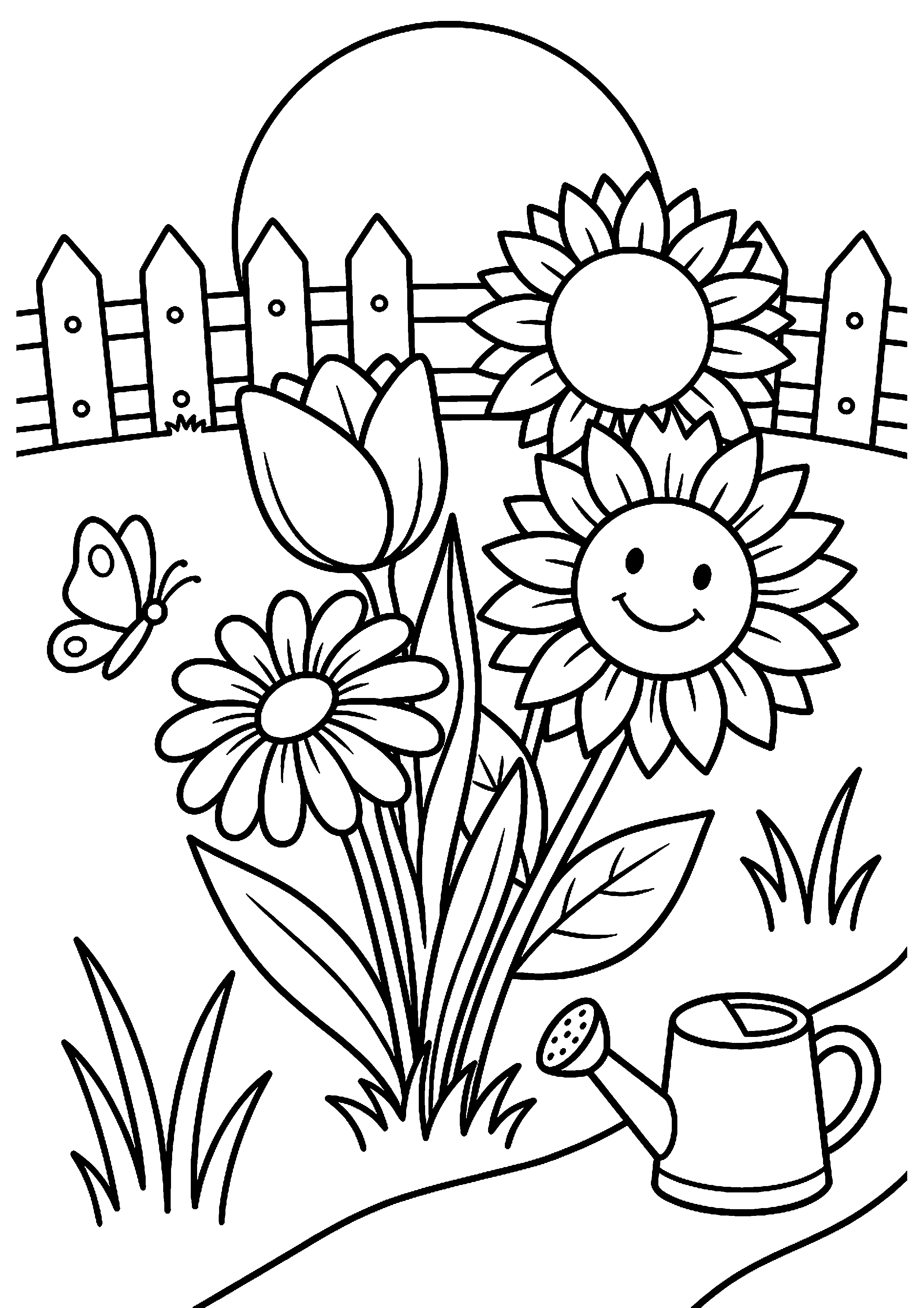 Bloemen in lentetuin kleurplaat — gratis kleurplaat