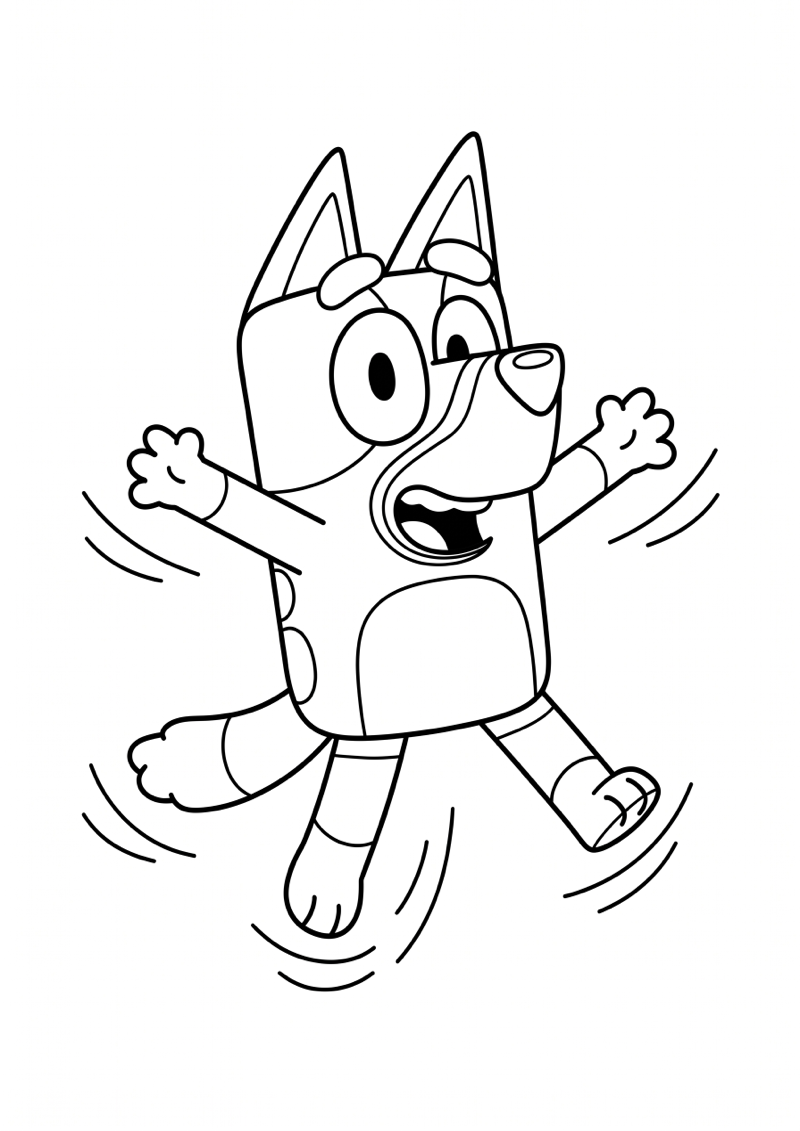 Bluey Springt van Blijdschap Kleurplaat — gratis kleurplaat