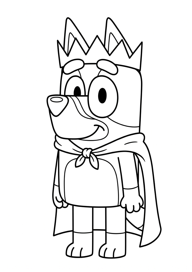 Bluey Verkleed met Kroon of Cape Kleurplaat — gratis kleurplaat