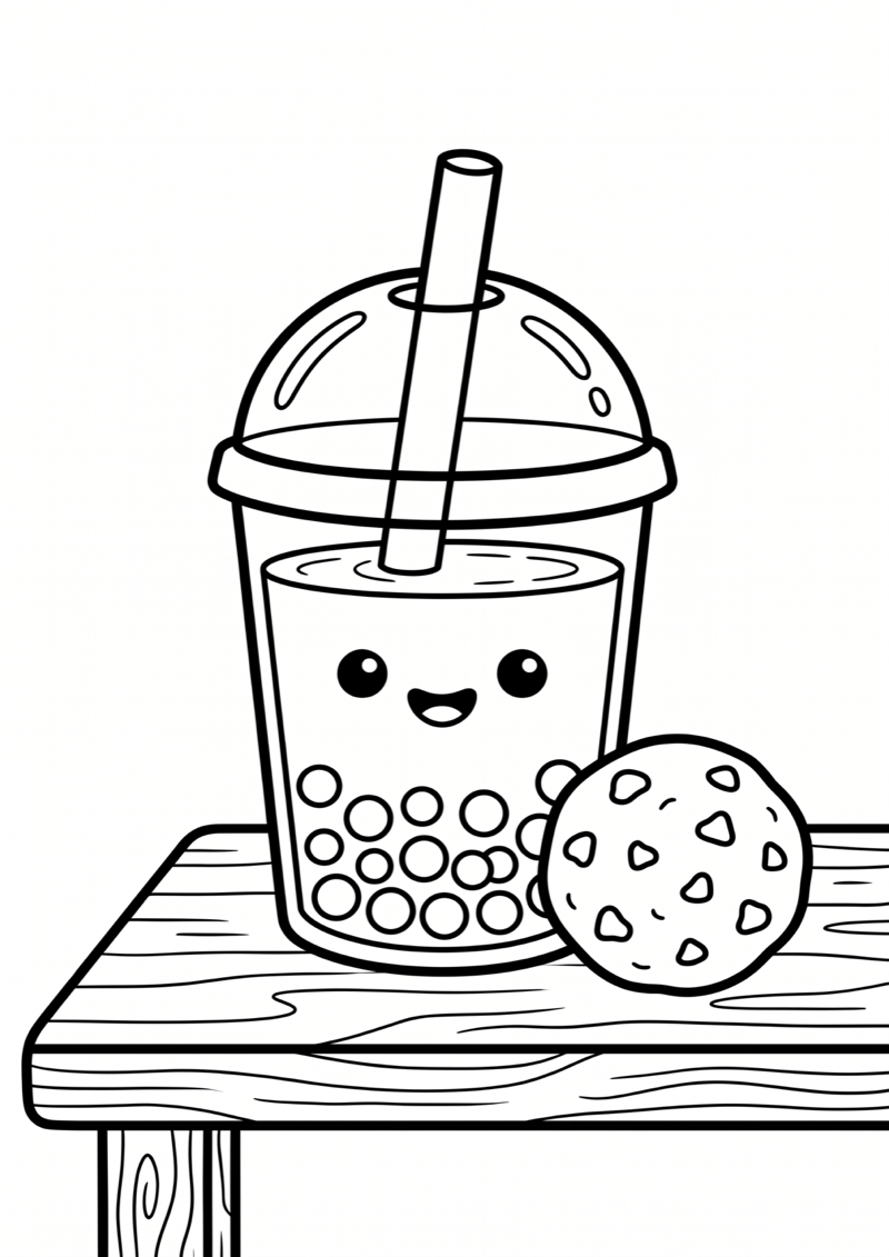 Boba met Koekje Kleurplaat — gratis kleurplaat
